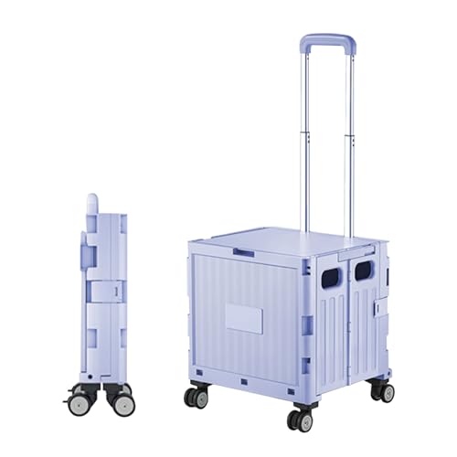 Carrito utilitario con ruedas, capacidad de 50 L, mango telescópico portátil para almacenamiento de comestibles y camping