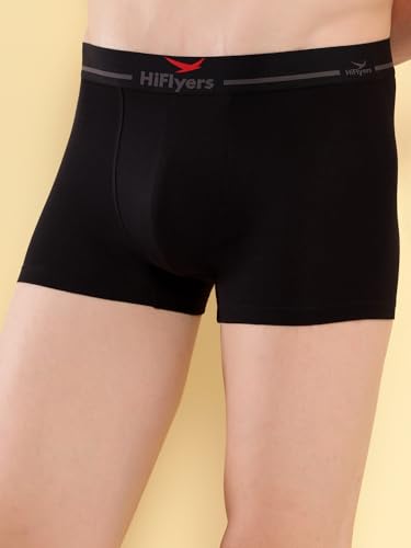 Image of HiFlyers Men's Cotton Spandex Odour-Free, Long Lasting Comfort, All Day Fresh and Confidence Dark Knight Collection Solid Trunks