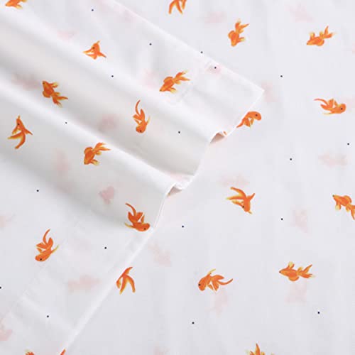 Image of Poppy & Fritz - Queen Size Sheet Set, 100% Long-Staple Percale Cotton Bedding, Crisp & Cool, Deep Pockets, Bed Sheets with Matching Fitted Sheet & Pillowcases (Goldfish Orange)
