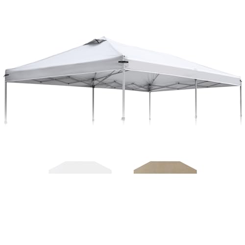 10x20 Canopy Replacement Top Cover with Air Vents for Pop up Canopy Gazebo Tent, with Adjustable Strap, Waterproof & Anti-UV for Outdoor Shade (Top Only, Frame Not Included) (Off White)