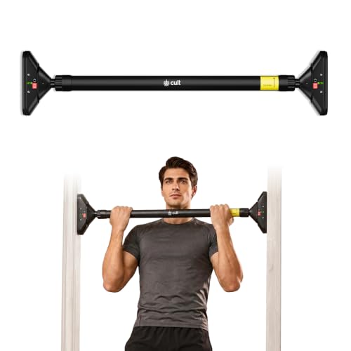 Image of Cult Adjustable Pull-Up Bar for Home for Kids and Adults | 200 kg Weight Capacity | Heavy-Duty Steel Wall Mounted & Doorway Bar | Anti-Skid Grip Multi-Grip Pull-Up Bar for Home Workout | No-Drill Installation for Pull Ups, Chin Ups & Core Training | Size - 72-110 cm