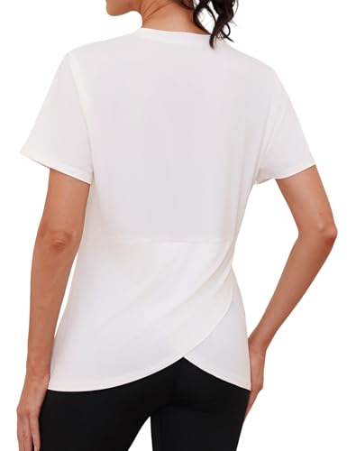 Gyabnw Uv Tshirt Damen Kurzärmelig Rundhals Rücken überkreuzt Leicht Feuchtigkeitsableitend Lockere Sport Yoga Oberteile Gyabnw Uv Tshirt Damen Kurzärmelig Rundhals Rücken überkreuzt Leicht Feuchtigkeitsableitend Lockere Sport Yoga Oberteile