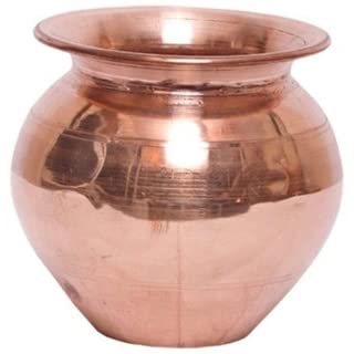 Copper lota and kalash pooja lota divine hindu lota| Copper Kumkuma Kalash Handmade(1L) | Tamba Ka Lota for Drinking Water | Copper Lota for Diwali, Pooja, Festival, Home Decoration