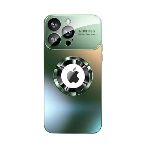 Image of MILLION CASES Back Cover Case for iPhone 15 Pro Shockproof Protective Frosted Glass Window Sheath Case for Men & Boys(Green)