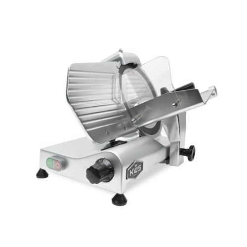 Image of KWS MS-10NT 320W Motor Electric Meat Slicer 10-Inch with 304 Stainless Steel Blade coated with Teflon, Frozen Meat /Cheese /Food Slicer Low Noise Commercial and Home Use [ ETL, NSF Certified ]