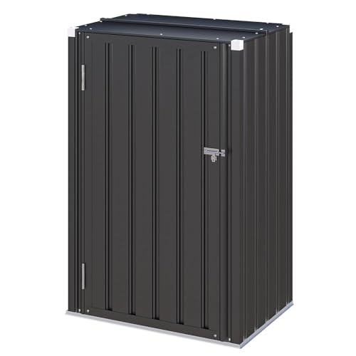 YODOLLA Armoire de Rangement de Jardin, Armoire Balcon Exterieur métallique avec Porte verrouillable, pour Intérieur & Extérieur, Balcon, Terrasse, Patio, Gris Foncé