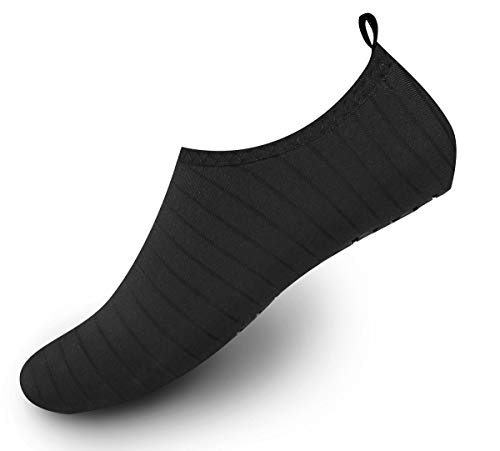 Coser Paradise Womens Mens Kids Water Shoes Quick-Dry Aqua Socks Barefoot Shoes for Outdoor Beach Swimming Surfing Yoga Pool Exercise, Stripe Black, EU40/41