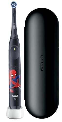 Oral B iO Kids 6+ Marvel Spiderman   Cepillo de dientes eléctrico (incluye 1 cabezal, 1 estuche de viaje, temporizador de música y 3 modos con modo Super Sensitiv), para niños a partir de 6 años
