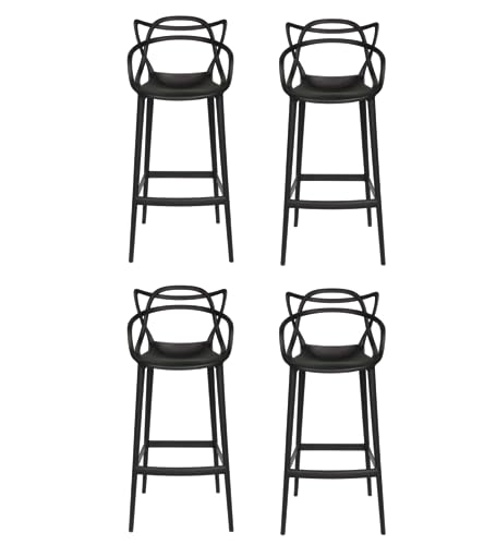 Conjunto c/4 Banqueta Allegra Master Alta Preta  