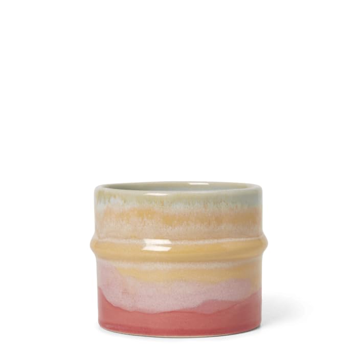 Taza Kahler Poppery de porcelana rosa y verde menta 9.1 oz miniatura 1