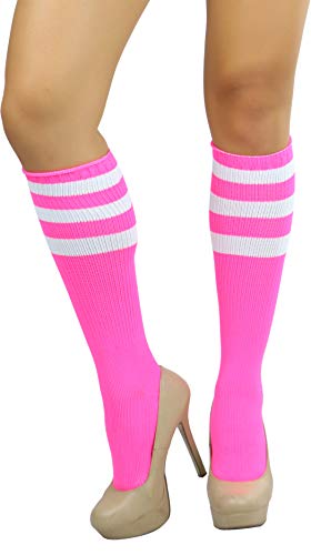 Image of ToBeInStyle Women's Premium Below Knee Athletic Socks w /Contrasting Wide Stripes