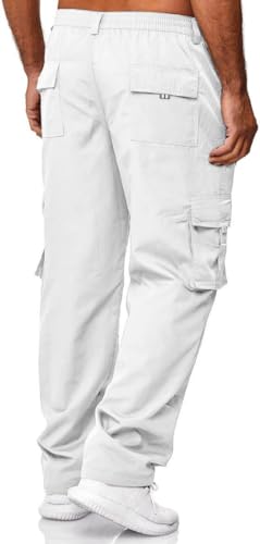 HUNGSON Mens Casual Cargo Pants - Sweatpants Joggers Athletic Trouser Cotton Loose Straight Hiking Pants for Men4