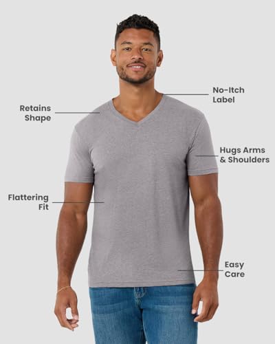Image of Men's V-Neck T-Shirt Fitted Short Sleeve Soft Cotton Vneck Tees S-2XL