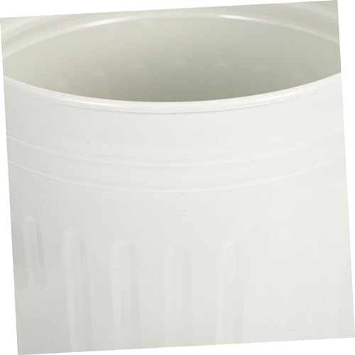 Caneca de basura metálica beige con tapa y asa miniatura 7