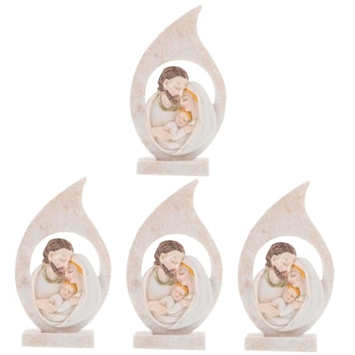 Statues de Jésus Nativité : cadeau religieux chrétien idéal en lot de 4 statues - 2