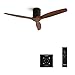 Produktbild CREATE / WINDCALM/Deckenventilator Schwarz Dunkelholzflügel mit Fernbedienung und Wandschalter / 40W, Leise, Ø132 cm, 6 Geschwindigkeiten, Timer, DC-Motor, Sommer-Winterbetrieb