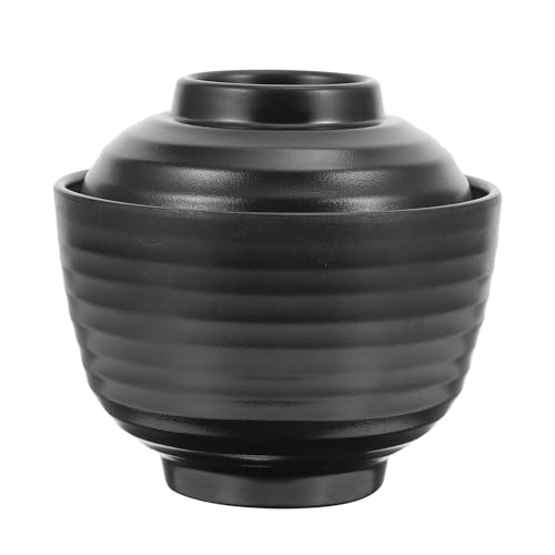 CLISPEED 密?製日式味噌汁ボウル 蓋付き和風スープ鉢 ラーメンやサラダに適した滑らか仕上げ 食器キッチンテーブルウェア 家用多目的ボウ
