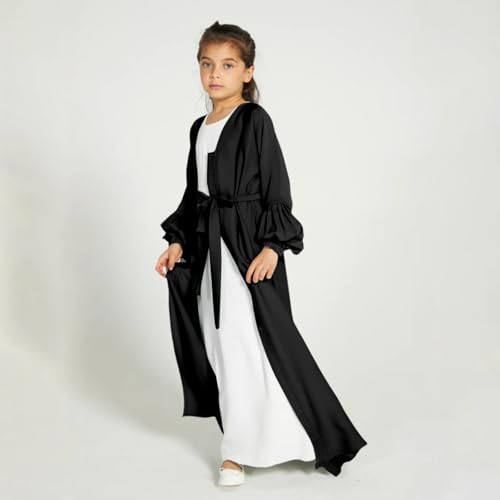 Muslim Dress for Girls Islamic Prayer Abaya Maxi Dresses Set Long Sleeve Cardigan Kaftan Robe with Hijab Girls Robe4