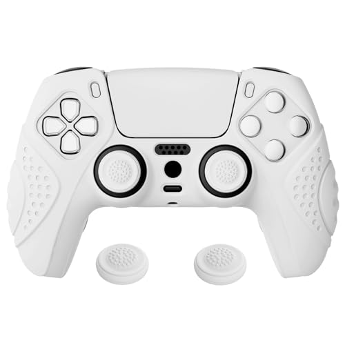 eXtremeRate PlayVital Guardian Edition White Ergonomic Soft Anti-Slip Controller Silicone Case Cover...