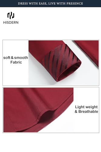 Image of HISDERN Mens Business Dress Shirts Long Sleeve Casual Button Down Shirt Formal Inner Collar Contrast Shirt for Men Wedding
