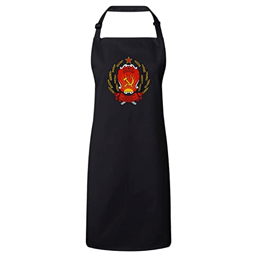 Tablier cuisine noir écusson URSS Russie vintage rétro coton