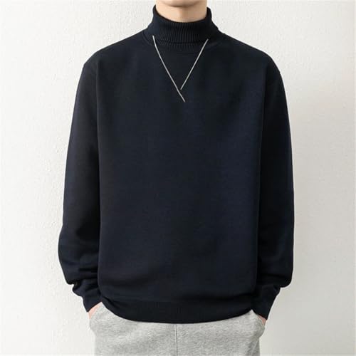 Men's Thick Knit Sweater Warm Solid Color Classic Pullover Casual Korean Style Winter Jumper4