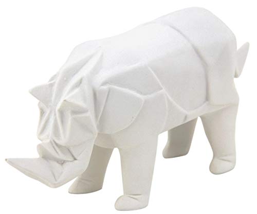 AUBRY GASPARD Rhinocéros déco en résine Blanche Origami