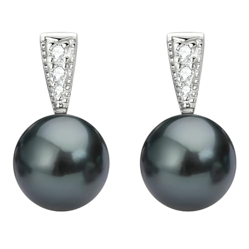 Boucles d'oreilles perle noire de Tahiti moissanite argent 925 pour femme