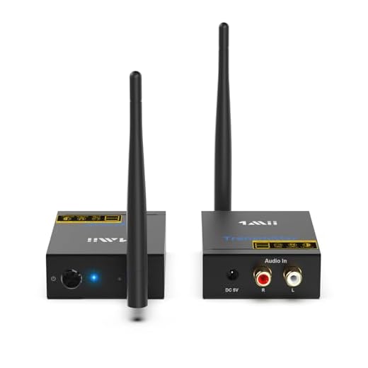 1Mii 2.4Ghz Wireless Audio Transmitter Receiver for TV, 320ft Long Range 20ms Low Delay 192kHz/24bit HiFi Audio, Wireless Adapter Kit for Subwoofer/Powered Speaker/Stereo/Soundbar, RCA(3.5mm)Out/input