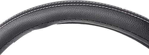 Image of Oshotto Artifical Leather SC-13 Car Steering Cover Compatible with Jaguar XJ (Black with White Thread)