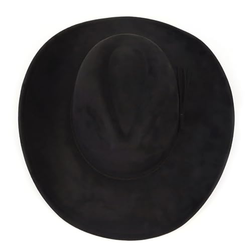 Image of Western Cowboy Hat for Women Men Classic Fedora Hats Wide Brim Suede Cowboy Hat for Women with Buckle Belt