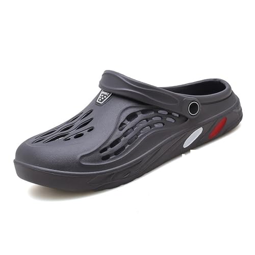 Man Garden Clogs Shoes Size 3-14 UKAnti Slip Sandals Lightweight Breathable Quick-Dry Mesh Shoes with Adjustable Heel Strap for Men Women Indoor Outdoor Beach Shower Black Grey (13 Grey)