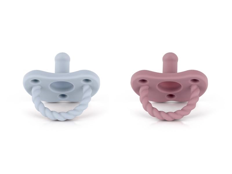 Image of Sweetie Baby Pacifier The Ultimate Solution for Easy Breathing and Playful Comfort, Sensory Design and Triple Airflow Holes Set of 2 (Light Blue-Dark Purple)