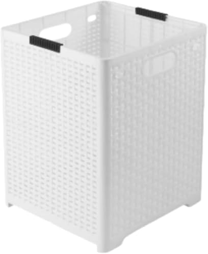 CokBlu ランドリーバスケット - 折り畳み式で省スペース設計48L 大容量で洗濯物をまとめて収納可能,おしゃれなデザインが室内に溶け込む。取っ手付きで持ち運び便利,ランドリー収納だけでなくボックスやごみ箱としても活用可能。不用時は折りたたんでスペース