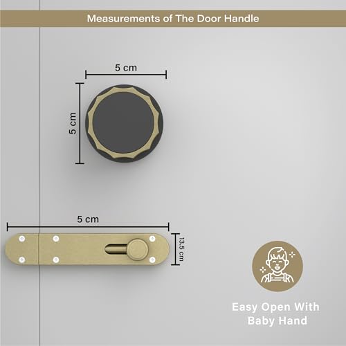 Image of Gloxy Mortise Keyless Lock Handle for Mortise Baby Latch Main Door Lock Store Room Without Key Pull Handle Set with Brass Baby Latch for Home |Antique & Black Finish (2 Years Warranty, Pack of 1)