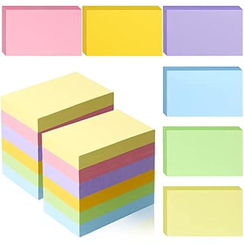 Tecmisse 1200 PCS Blank Index Cards, 3x5 Inches Colored Index Card, Note Cards, Study Cards Flash Cards for School, Learning, Memo Scratch Pad, 6 Colors Cover