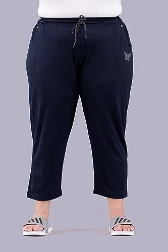 Image of CUPID Woman's Plus Size Plain Cotton Half Pant, 3 /4th Sports n Casual Night Short Pant, Knee Length Indoor n Outdoor Capris for Ladies