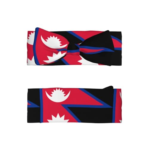Flag of Nepal Baby Bow Headband. Comfortable baby headband, suitable for daily wear and photo props.2