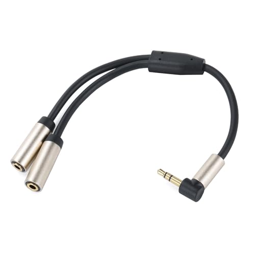 Cable divisor de audio Jack 3.5mm ángulo 90° macho a 2 hembra miniatura 1