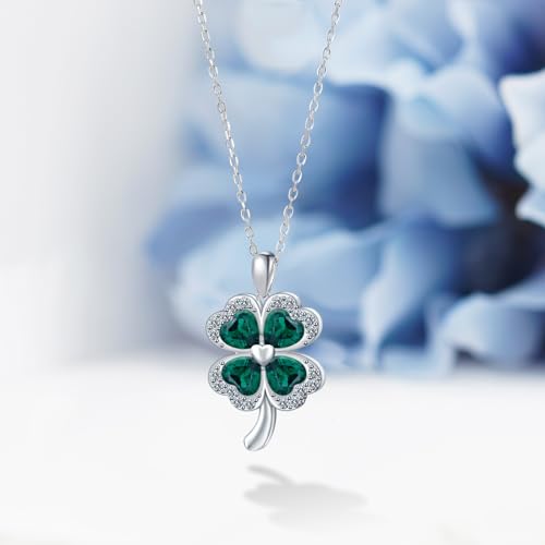 Four Leaf Clover Necklace 925 Sterling Silver Shamrock Pendant Necklace Clover Jewelry Gifts for Women2