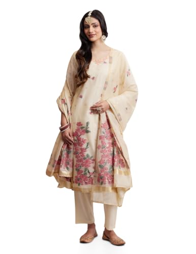 Image of Amazon Brand - Myx Women's Jaquard Embroidered Kurta Set With Dupatta | Salwar Suit Set (Available In Plus Sizes)