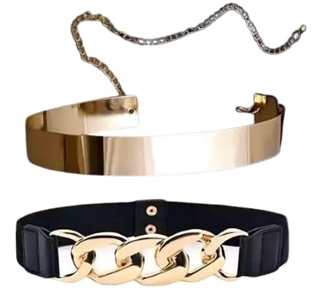 Belts for Women Metal Gold Stretch Waist Belt Skinny Wide Chain Belt Elastic Belt for Dress-image-35