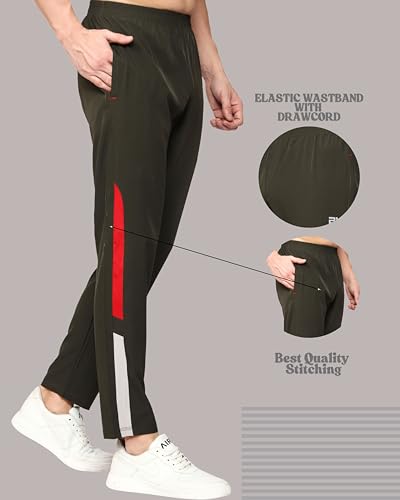 Image of Men's Ns Lycra Spandex Mixx Polyester Sports Trackpants with Both Side Zipper Pockets