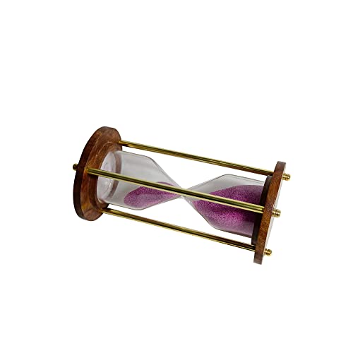 Image of 5 Minute Wooden Sand Timer | Purple Sand Color | Hourglass for Home & Kitchen Office Table Decoration Item | 6.5D x 6.5W x 12.5H cm | Gifts (Pack of 1)