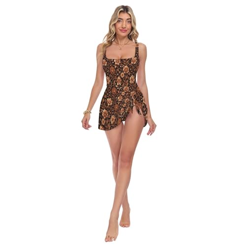 Maillot de bain une pièce doubles bretelles floral vintage chic