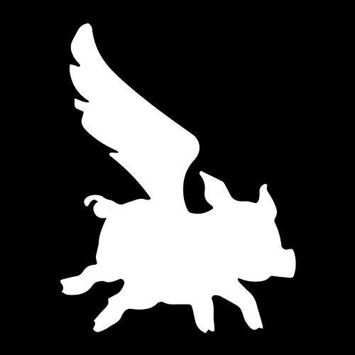 EvolveFISH Flying Pig Silhouette Weatherproof Vinyl Decal - [White][5