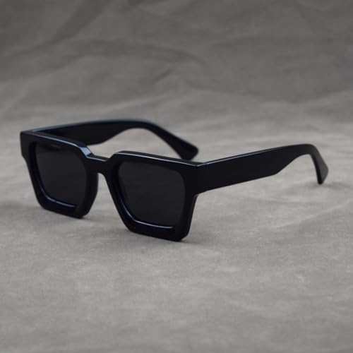 Retro Fashion Thick Acetate Polarized Sunglasses Trendy Square Men Womens Black Grey Shades Vintage4