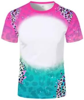 Poliéster colorido adulto blanqueado blanco del leopardo rosado de las camisetas del punto del blanqueador de la imitación de la sublimación