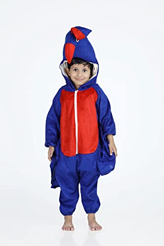 Image of BookMyCostume Peacock Blue Jumpsuit Indian National Bird Kids Fancy Dress Costume 4-5 years