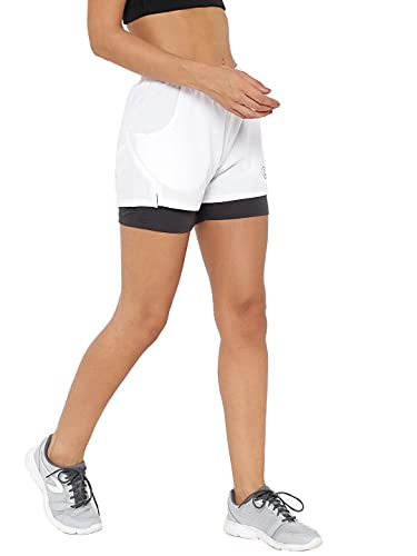 Image of CHKOKKO Gym Shorts for Women Workout Sports Running Quick Dry Fit Double Layer Inner Compression with Pockets Breathable Lightweight Wear